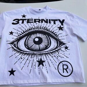 White Graphic T-Shirt with Eye Design